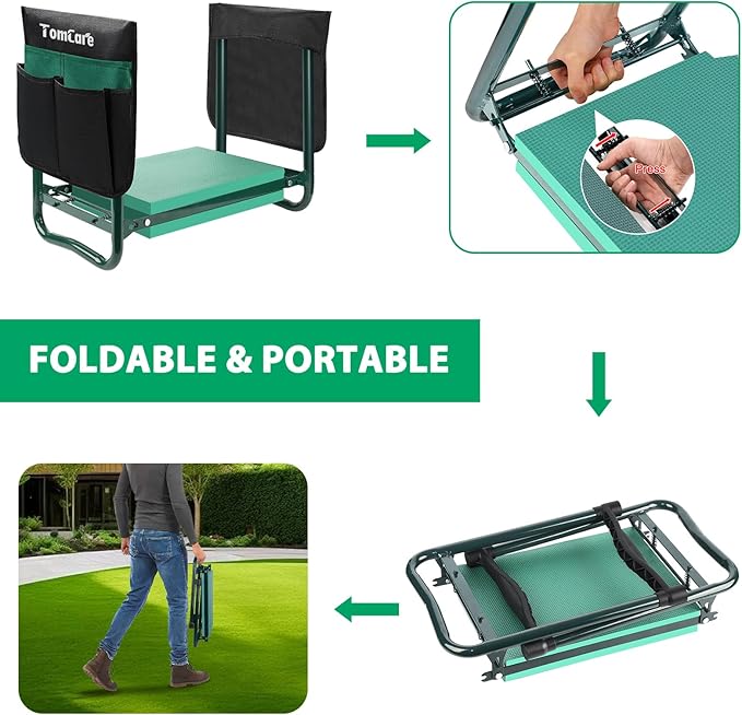 TomCare Garden Kneeler and Seat 10.64” Wider Larger Soft Kneeling Pad Garden - Image 6