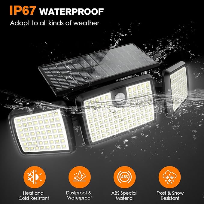 Solar Lights Outdoor, 3 Head Solar Motion Lights Outdoor - Image 6
