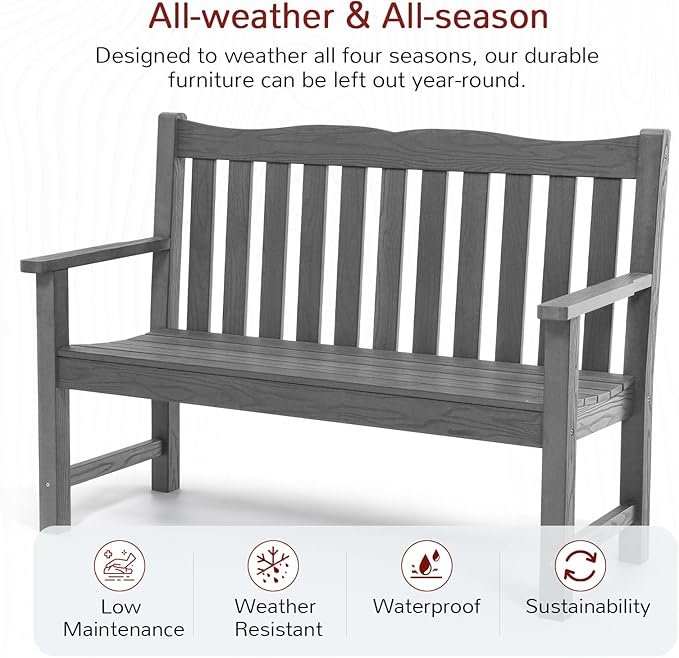 Stoog Outdoor Bench, 2-Person Garden Benches - Image 4