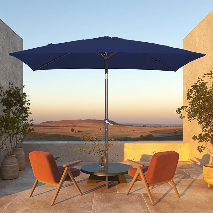 JEAREY 6.5x10 ft Rectangular Patio Umbrellas Rectangle Outdoor Umbrella - Image 2
