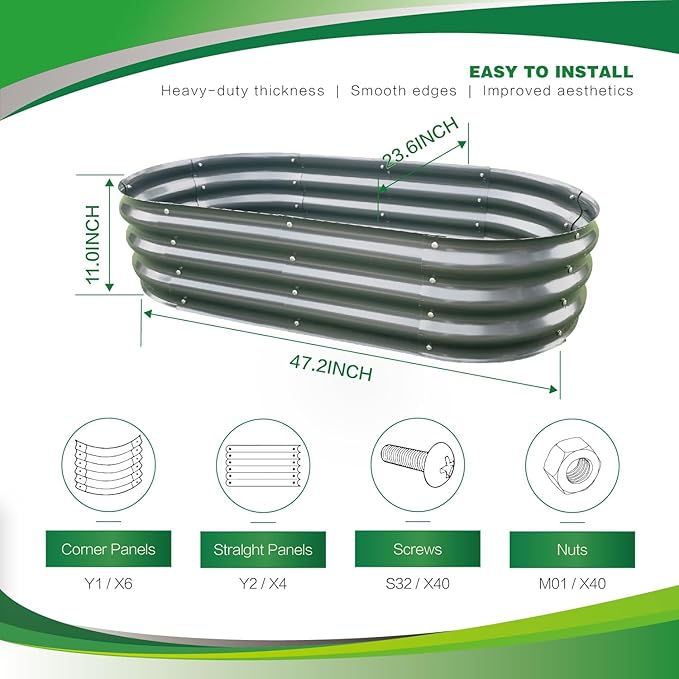 Gardmax 2 Pack Galvanized Raised Garden Bed, Lightweight Planter Boxes Outdoor - Image 4