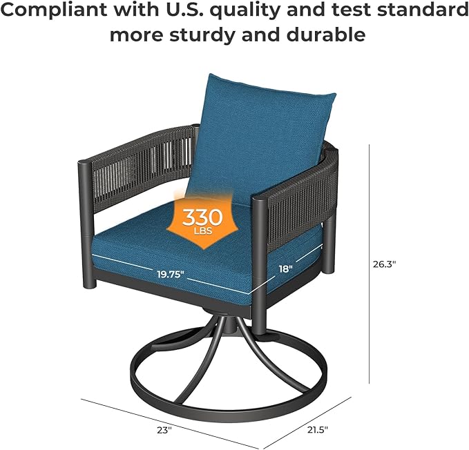 Grand patio Outdoor Dining Set, 7-Piece Patio Table and Chairs Set, Metal Woven - Image 6