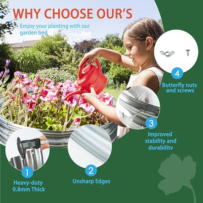 Durable Round Galvanized Steel Raised Garden Bed - Image 5