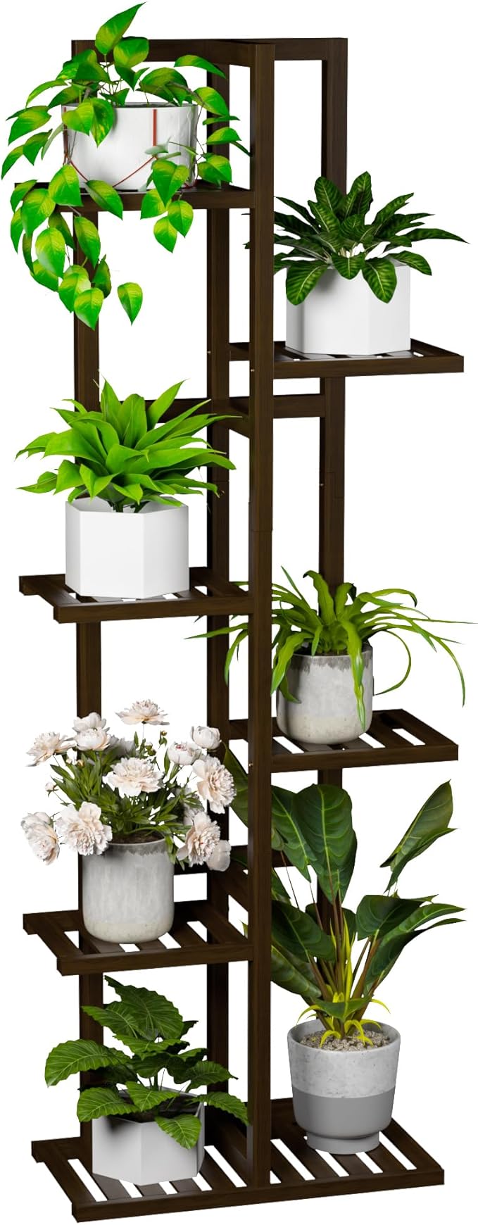 6 Tier Bamboo Plant Stand Indoor, Wood Tall Flower Holder Corner Tiered Plant by ROMGUAR+CRAFT