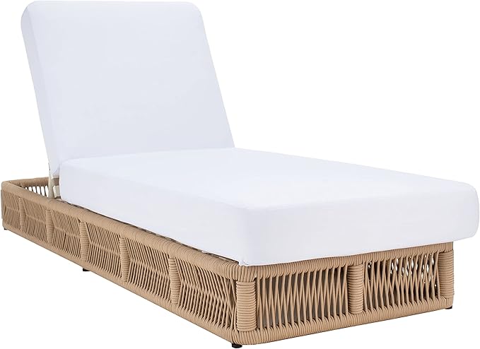 SAFAVIEH Outdoor Collection Gillian Tan Rope/White Cushion Chaise Lounge Chair - Image 4