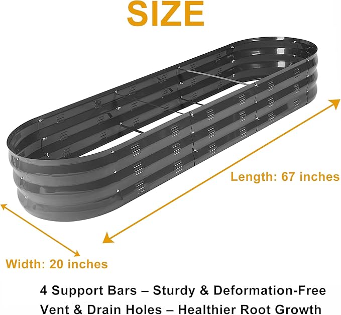 GADI 67-Inch Raised Garden Bed, Metal Planter Box - Image 3