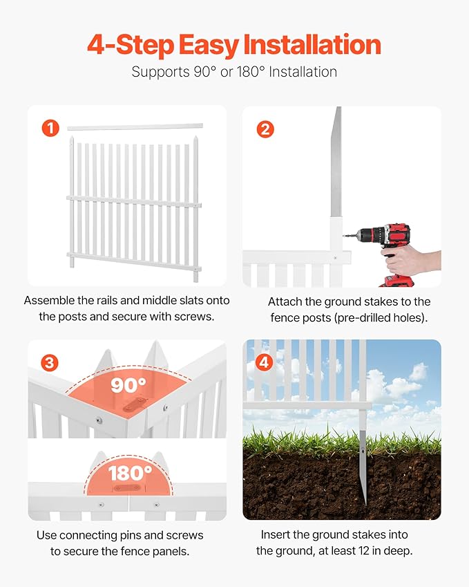 VEVOR 48" W x 48" H Vinyl Fence Panels, Air Conditioner Fence, Outdoor Privacy - Image 4