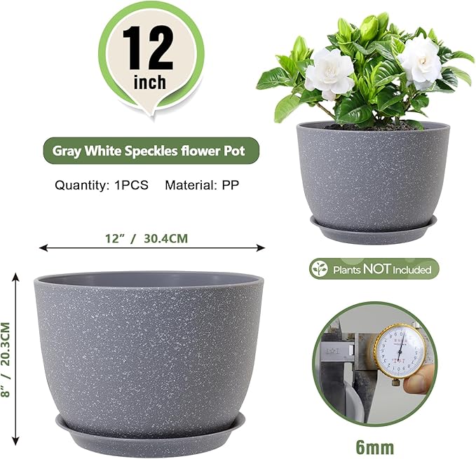 Plant Pots 12 inch, Plastic Planters - Image 2
