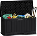 JUMMICO 90 Gallon Waterproof Resin Deck Box, Double Wall Outdoor Storage Box by JUMMICO