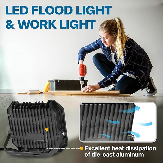 1 Pack LED Flood Lights Outdoor, 300W 30000LM Super Bright Floodlight Outside - Image 6