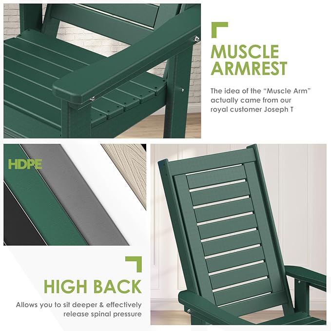 GREENVINES Outdoor Rocking Chair Set | 3-Piece | 2 Rocking Chairs - Image 7