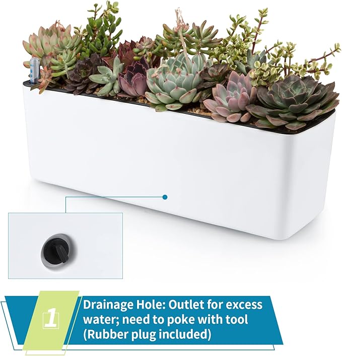 Skelang 2-Pack Self Watering Planter, Rectangle Flower Pot - Image 5
