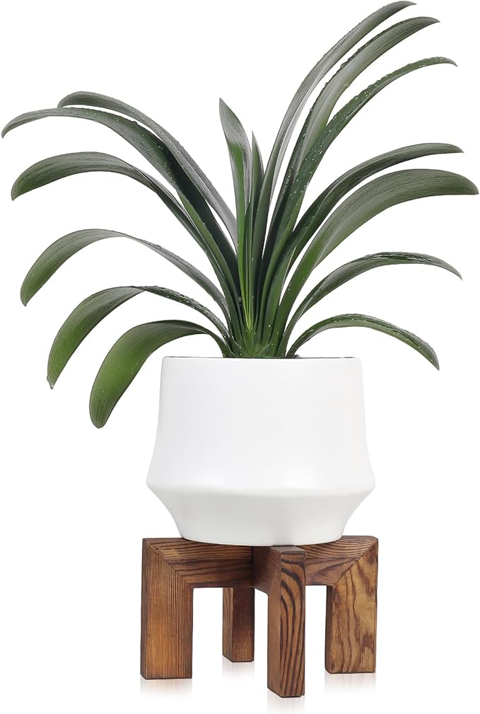 Plant Stand, Indoor/Outdoor Wood Plant Holder, Single Flower Pot Stand by Vigordream