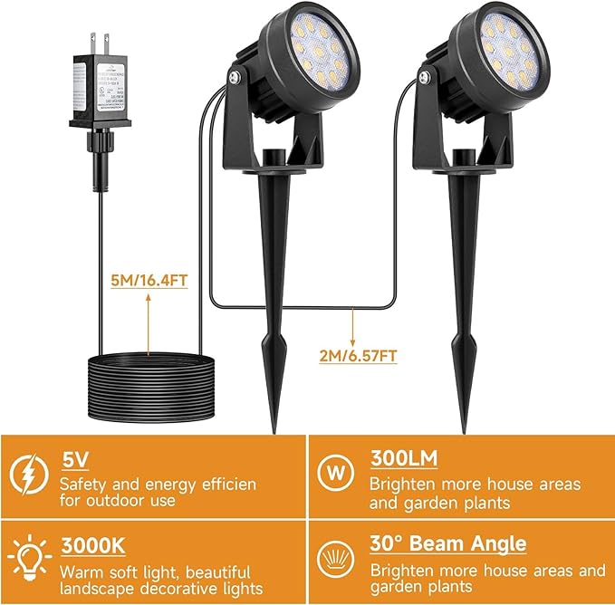 Warm White Spot Lights, Outdoor 3000K LED Spotlights, Outside Landscape - Image 2