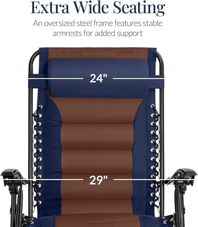 Best Choice Products Oversized Padded Zero Gravity Chair, Folding Outdoor Patio - Image 4