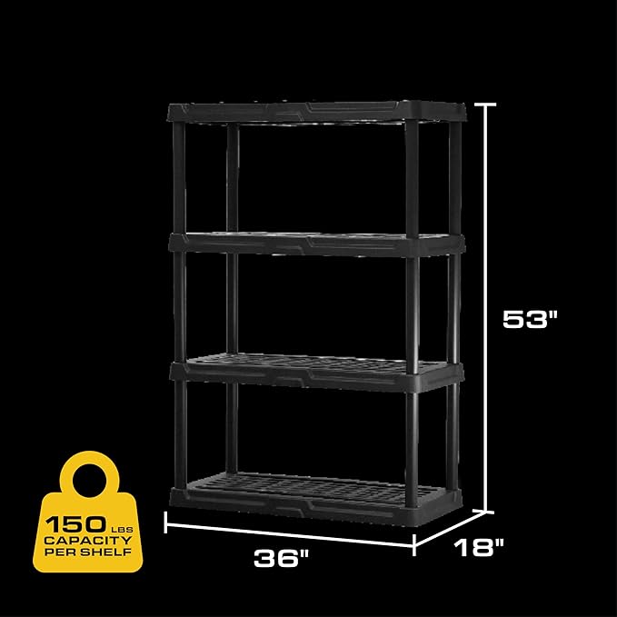 CENTREX CX 4-Tier Heavy Duty Plastic Storage Shelves that Support up to - Image 3