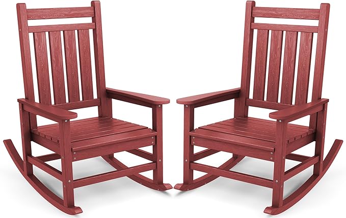 SERWALL Oversized Outdoor Rocking Chair Set of 2, HDPE Rocker by SERWALL