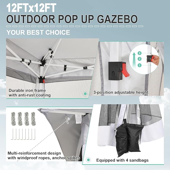 COBIZI 12x12 Pop up Gazebo on Clearance - Image 5