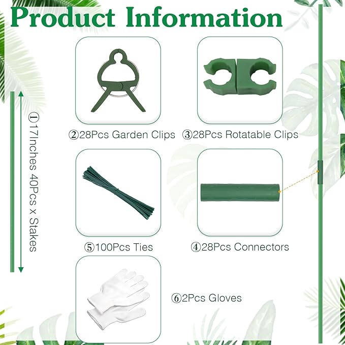 Garden Stakes 17Inch 40Pack, DIY Tall Plant Support Stakes of 4Ft, HAINANSTRY - Image 4