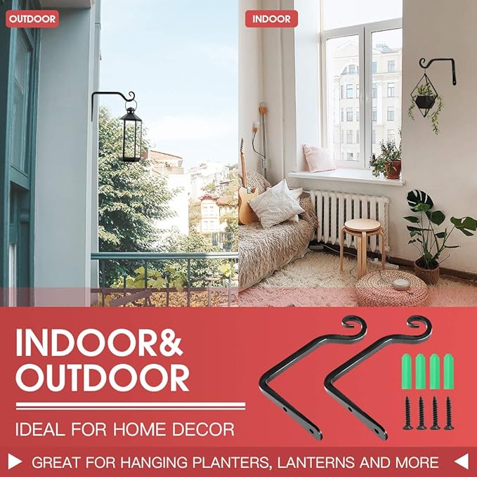 Jardim 2 Pack 6 Inch Premium Decorative Metal Iron Wall Hook, Indoor Outdoor - Image 5