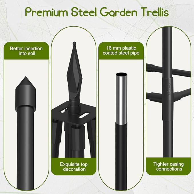 Obelisk Trellis for Climbing Plants Outdoor, 5.2 Ft Garden Trellis for Potted - Image 3