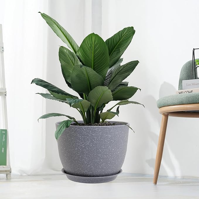 12inch Large Plant Pot, Modern Plastic Planter - Image 7