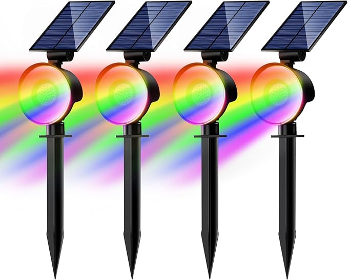 nipify 4 Pack Solar Spot Lights Outdoor Waterproof, Solar Spotlight Light by Nipify
