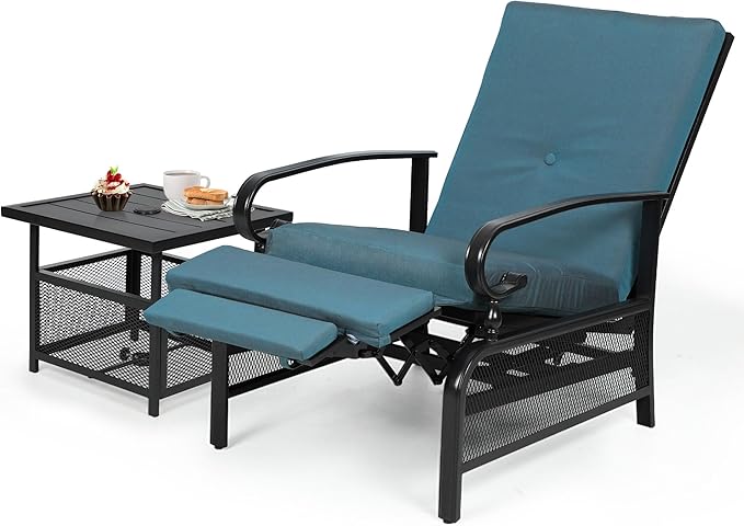 Oakcloud Adjustable Outdoor Lounge Chair Metal Patio Relaxing Recliner Chair Set by OckcloudPatioFurniture