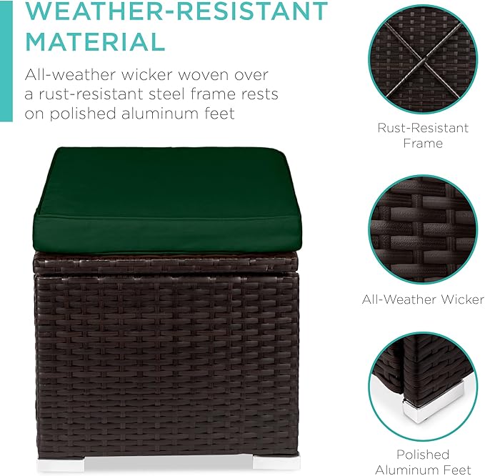 Best Choice Products Set of 2 Wicker Ottomans, Additional Seating, Side Table - Image 4