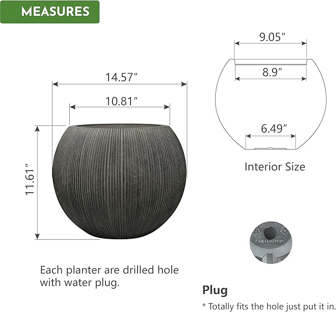 11.8" H X 14.5" D Round Plastic Planter - Image 4