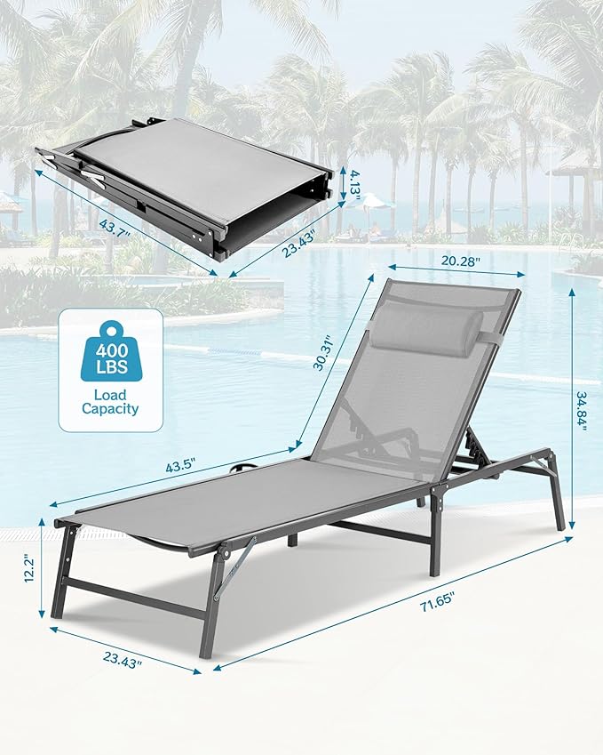 Foldable Chaise Lounge Chair - Image 3