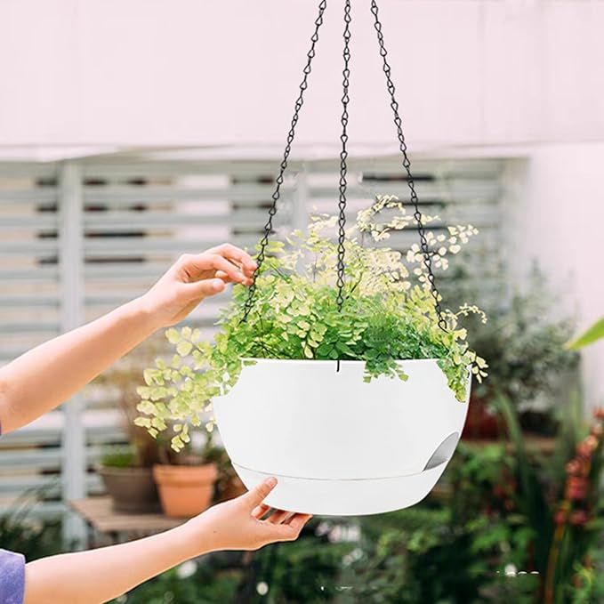 2 Pack Hanging Planters for Indoor Outdoor Plants, 12Inch Self Watering Hanging - Image 5