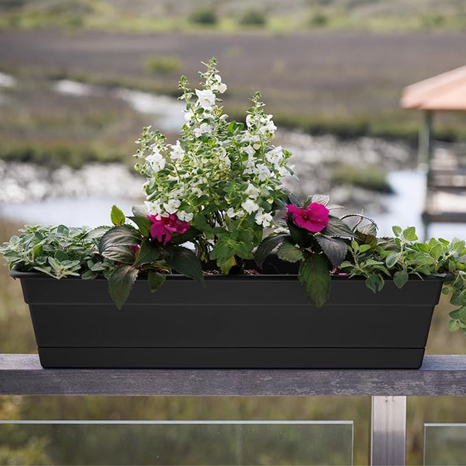 Bloem Dura Cotta 18" Black Resin Rectangle Window Box Planter - Image 5