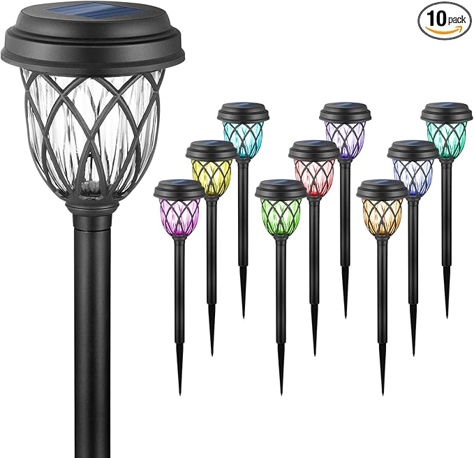 EXCMARK 10 Pack Color Changing Solar Lights Outdoor Decorative by ExcMark