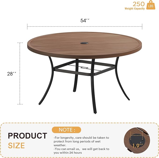 VICLLAX 53" Outdoor Round Patio Table - Image 3