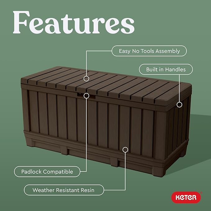 Keter Kentwood 92 Gallon Resin Deck Box-Organization and Storage - Image 3