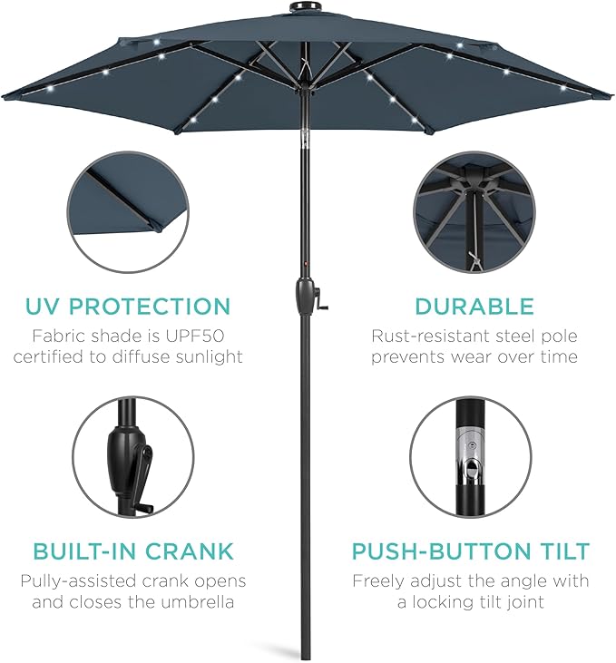 Best Choice Products 7.5ft Outdoor Solar Market Table Patio Umbrella - Image 5