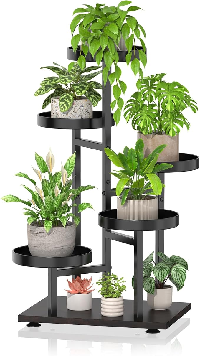 iDavosic.ly 5 Tier Plant Stand Indoor, Tiered Corner Metal Wood Multiple Flower by iDavosicly