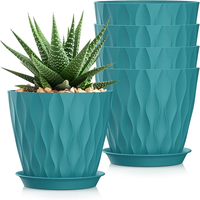 7 Inch Plant Pots 5 Pack, Flower Planters by SQKH