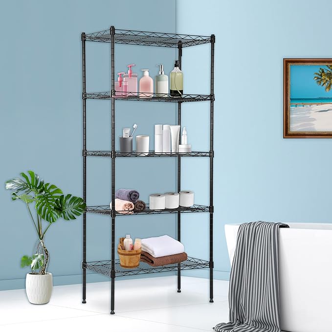 BestOffice | 5-Tier Wire Storage Shelves | 22x12x48 | Black | - Image 2