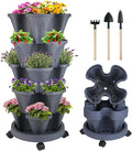 DUNCHATY Stackable Planter, Dark Gray, 5-Tier Garden Tower by DUNCHATY