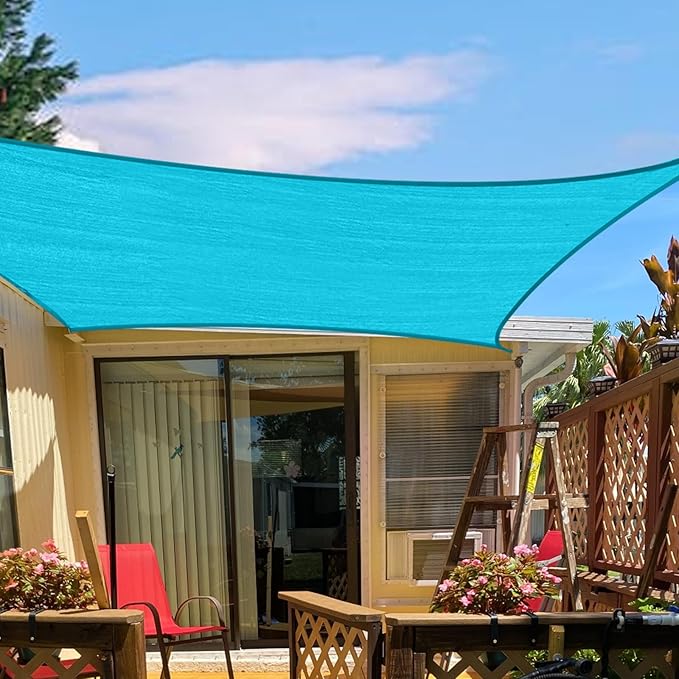 SUNLAX Sun Shade Sail 8' x 10' Turquoise Blue Rectangle Canopy Sail Shade Cover - Image 9