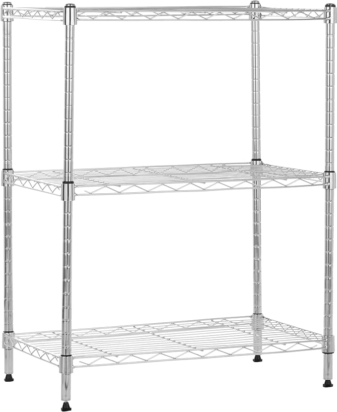 Amazon Basics 3-Shelf Adjustable Heavy Duty Steel Wire Shelving Rack by AmazonBasics