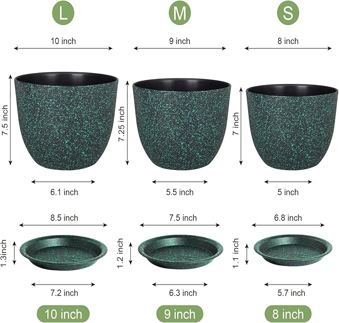 Plant Pots 10/9/8 inch, Flower Pots - Image 3