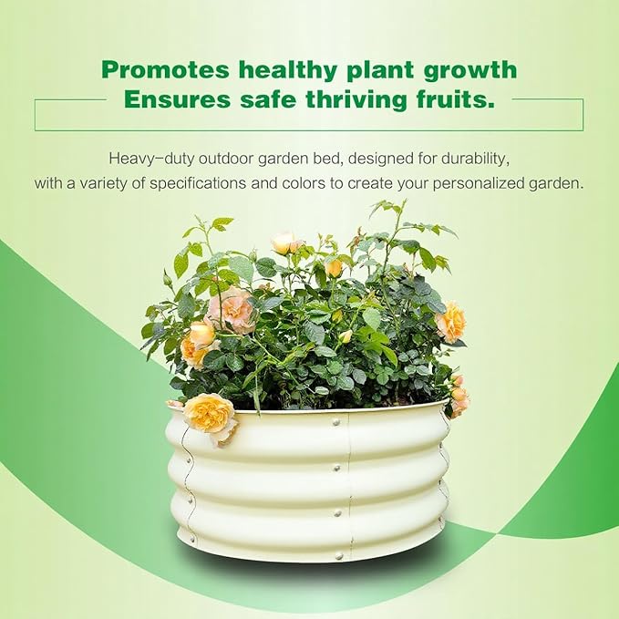 GARDMAX 2x2x1FT Galvanized Round Raised Garden Bed Kit, Metal Planter Boxes - Image 5