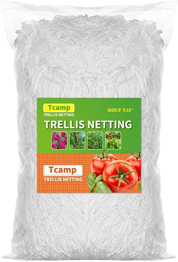 Tcamp Heavy-Duty Polyester Plant Trellis Netting 5 x 15ft by Tcamp