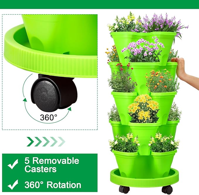 Umigy 2 Set 5 Tier Stackable Planters Vertical Garden Planters - Image 4
