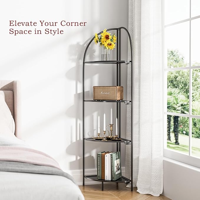Crofy Foldable 4 Tier Corner Shelf, Metal Corner Plant Stand - Image 5