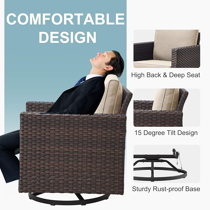 Belord 7 Piece Outdoor Furniture Patio Wicker Sofa Set, Oversize Outdoor Swivel - Image 4