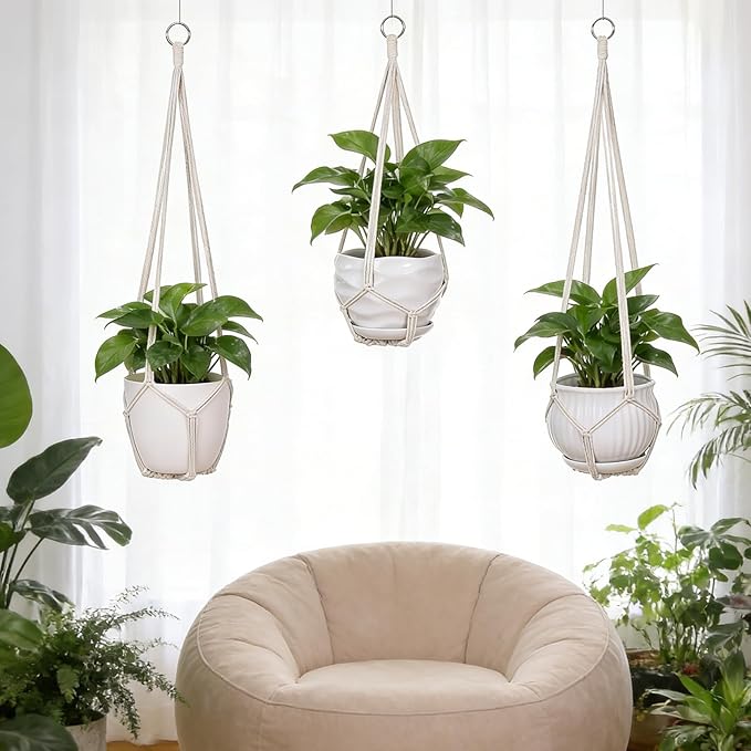 YIBOT 3 Pack Macrame Plant Hanger Indoor Hanging Planter - Image 9